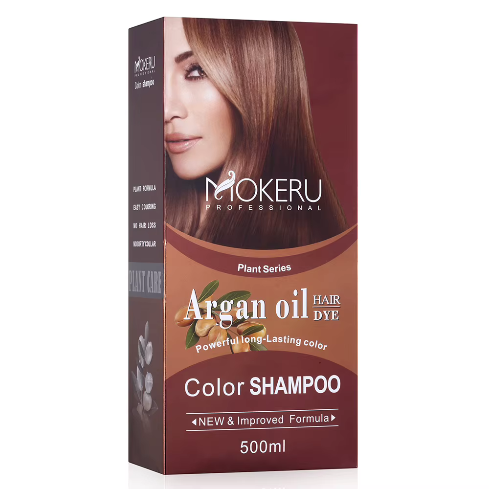 Mokeru 500ml huile d'argan Essence naturel longue durée brun foncé Permanent teinture pour cheveux gris femmes