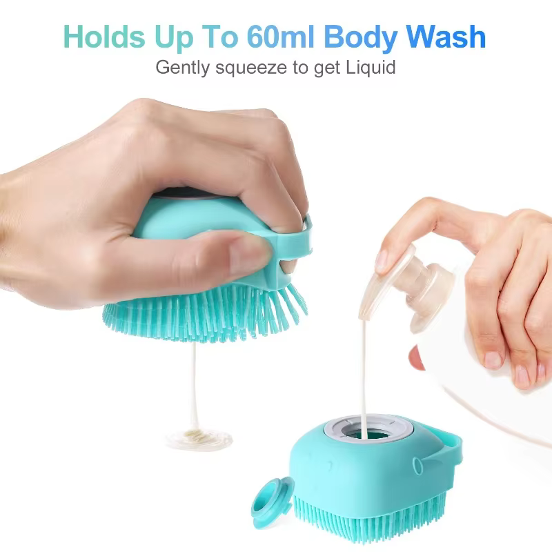 Brosse de massage pour animaux de compagnie 80 ml (2,7 oz) pour chien et chat, peigne de toilettage en silicone souple pour le bain des poils courts