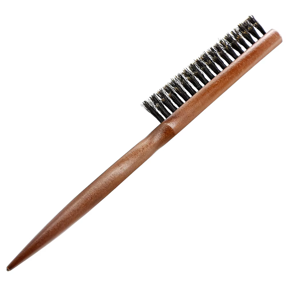 Peigne moelleux en poils de sanglier naturels, manche en bois, brosse à cheveux antistatique, peigne de barbier, Massage du cuir chevelu, outil de coiffure