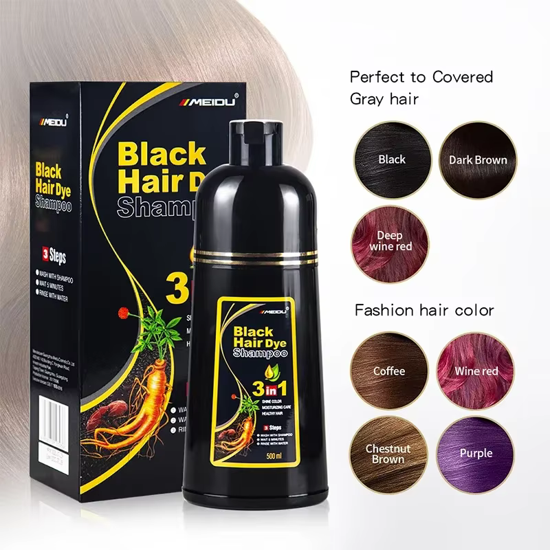 Shampoing de teinture pour cheveux noirs 3 en 1