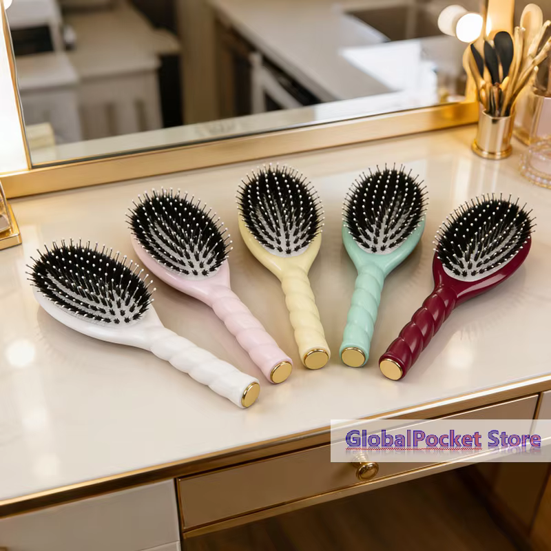 [TG823] 1 pièce Brosse à cheveux en poils de sanglier à picots pour démêler les cheveux bouclés, avec pointes massantes du cuir chevelu, réduit la casse pour tous types de cheveux