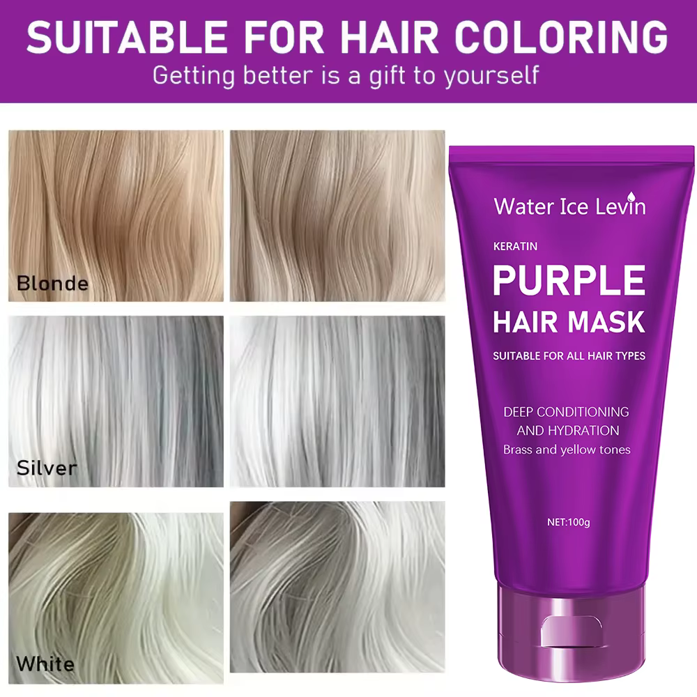 Masque capillaire violet - Tonifiant pour cheveux blonds