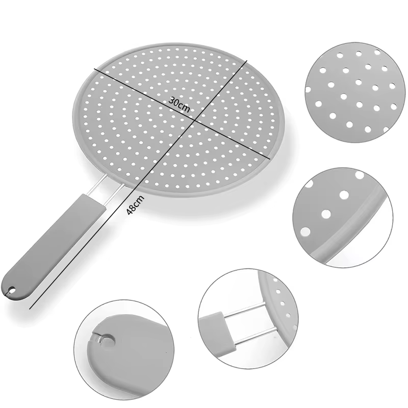 Écran anti-éclaboussures de cuisine en Silicone avec poignée, résistant à la chaleur, protection contre les éclaboussures d'huile, couvercle de panneau de vidange, couvercle de poêle de cuisine