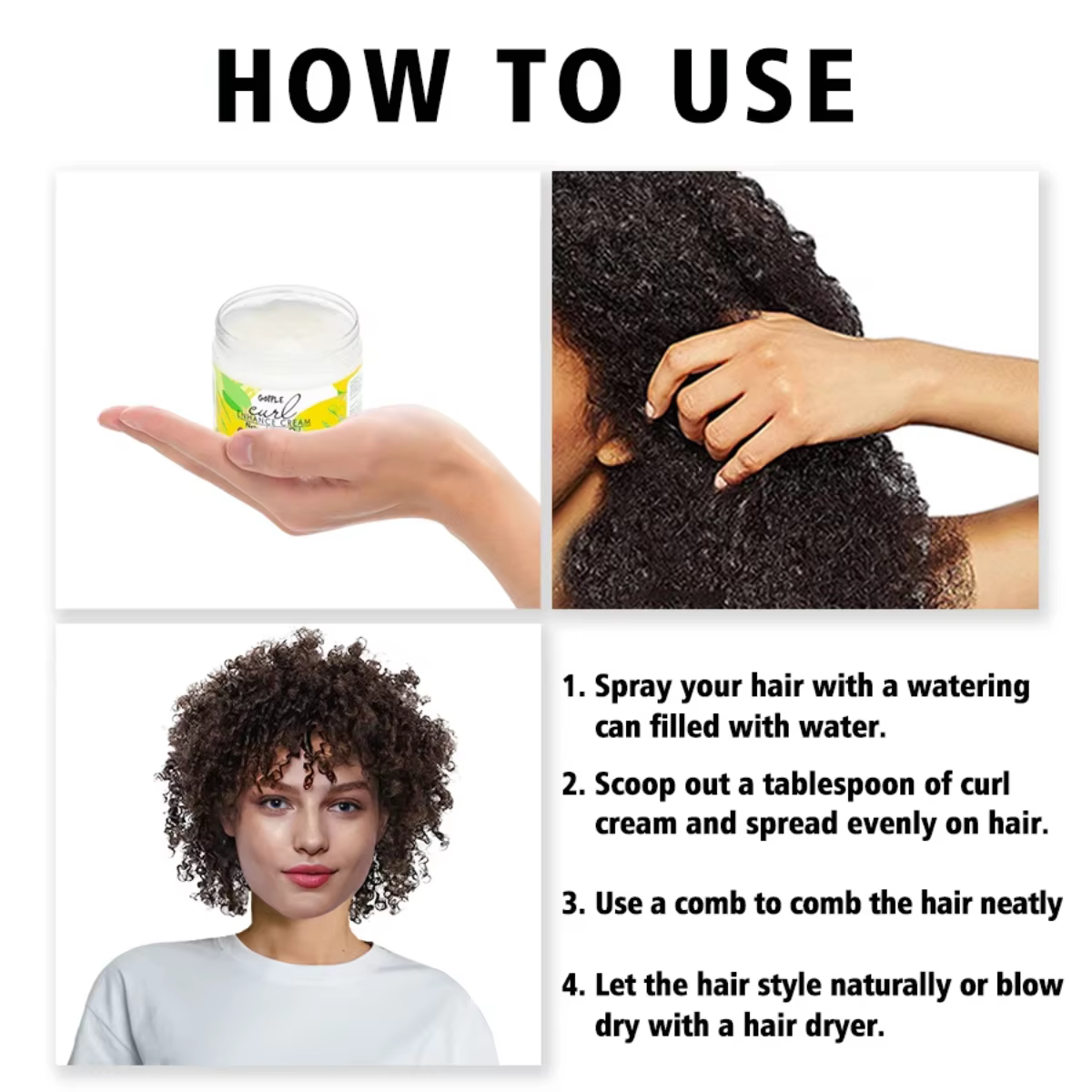 Crème Coiffante Naturelle Bouclante 100g – Fixation Longue Durée Hydratante et Améliorant les Boucles pour Femmes –