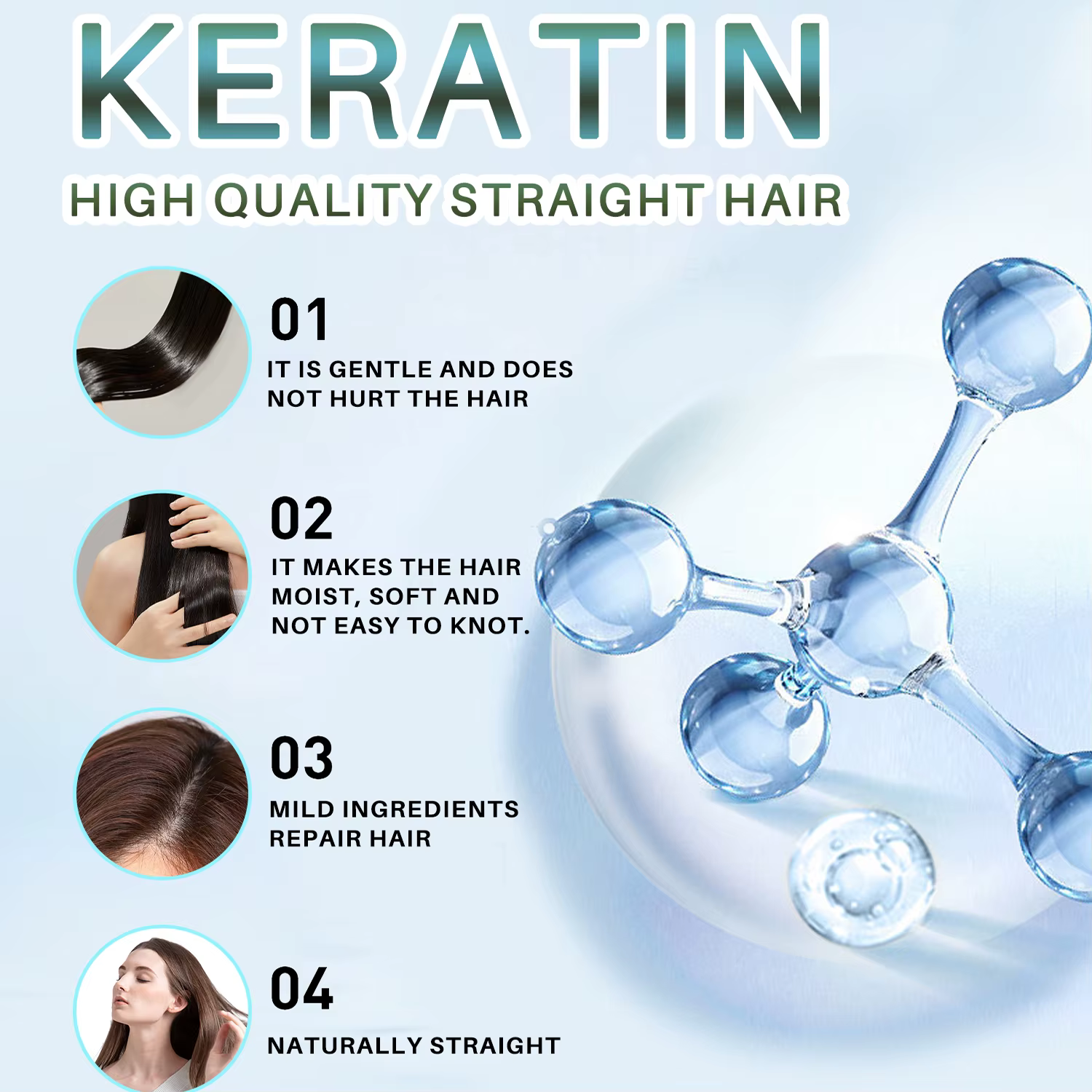 Crème de lissage des cheveux à la kératine