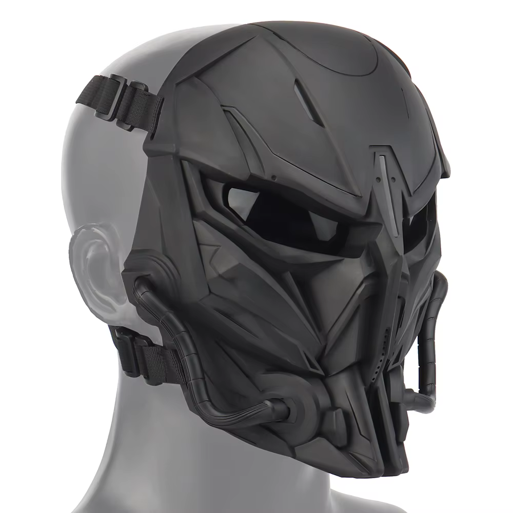 Masque de crâne Airsoft intégral, masque de chasteté avec lentille grise pour CS Wargame Halloween Cosplay Party équipement de sport de plein air tactique