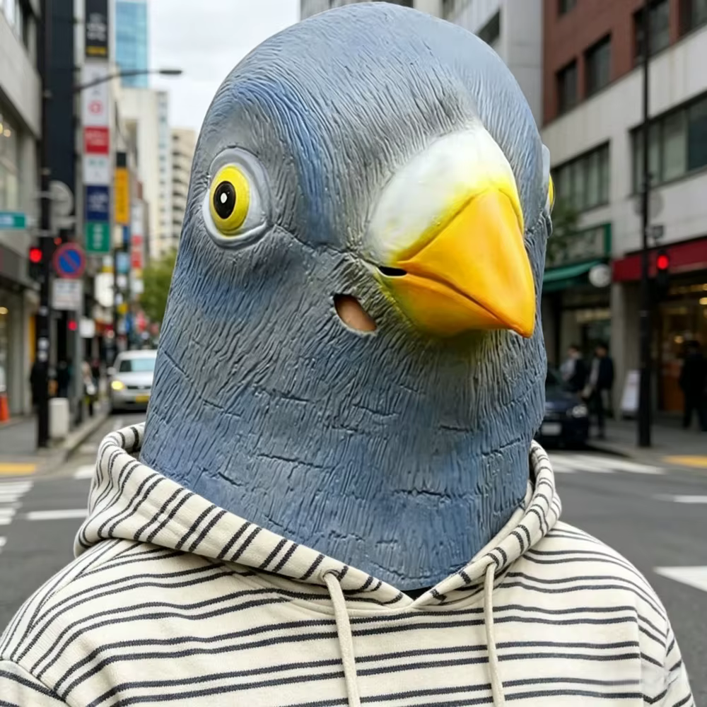 Masque de pigeon, costume fantaisie pour Halloween, masque amusant et mignon en forme de tête d'oiseau pour fête costumée