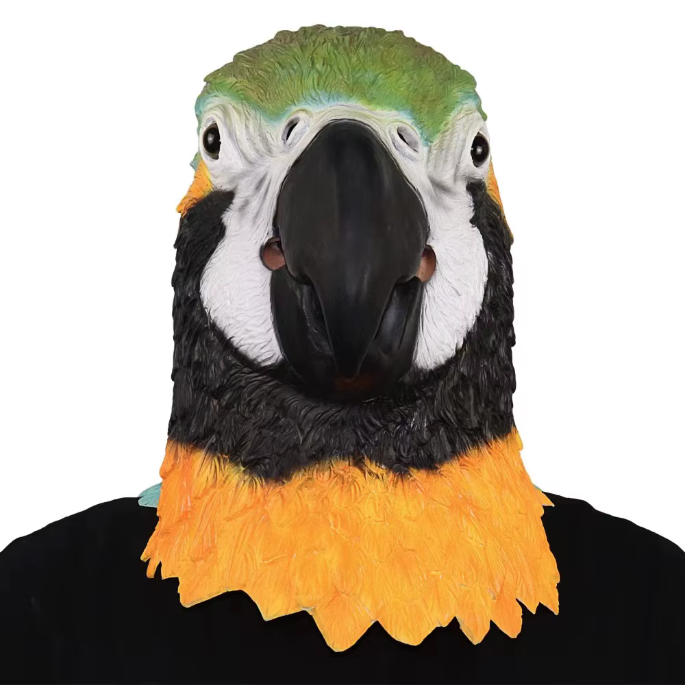 Masque drôle de tête d'oiseau de perroquet, masque de cosplay d'Halloween, masque en latex, style long, costume de fête, masque Kiev illage de Rhadulte