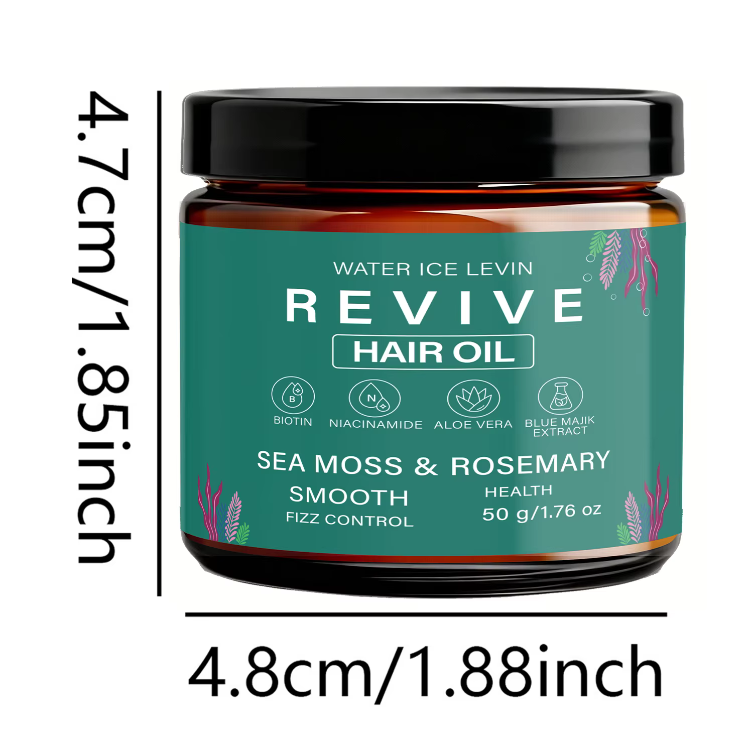 Huile capillaire revitalisante. Biotine Niacinamide Aloe Vera. Mousse de mer