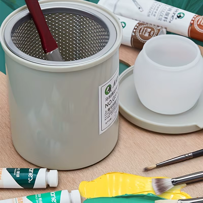 Nettoyant pour pinceaux à peinture, nettoyant pour pinceaux Portable anti-fuite avec couvercle et filtre, peinture à l'huile, aquarelle, peinture acrylique pour adultes