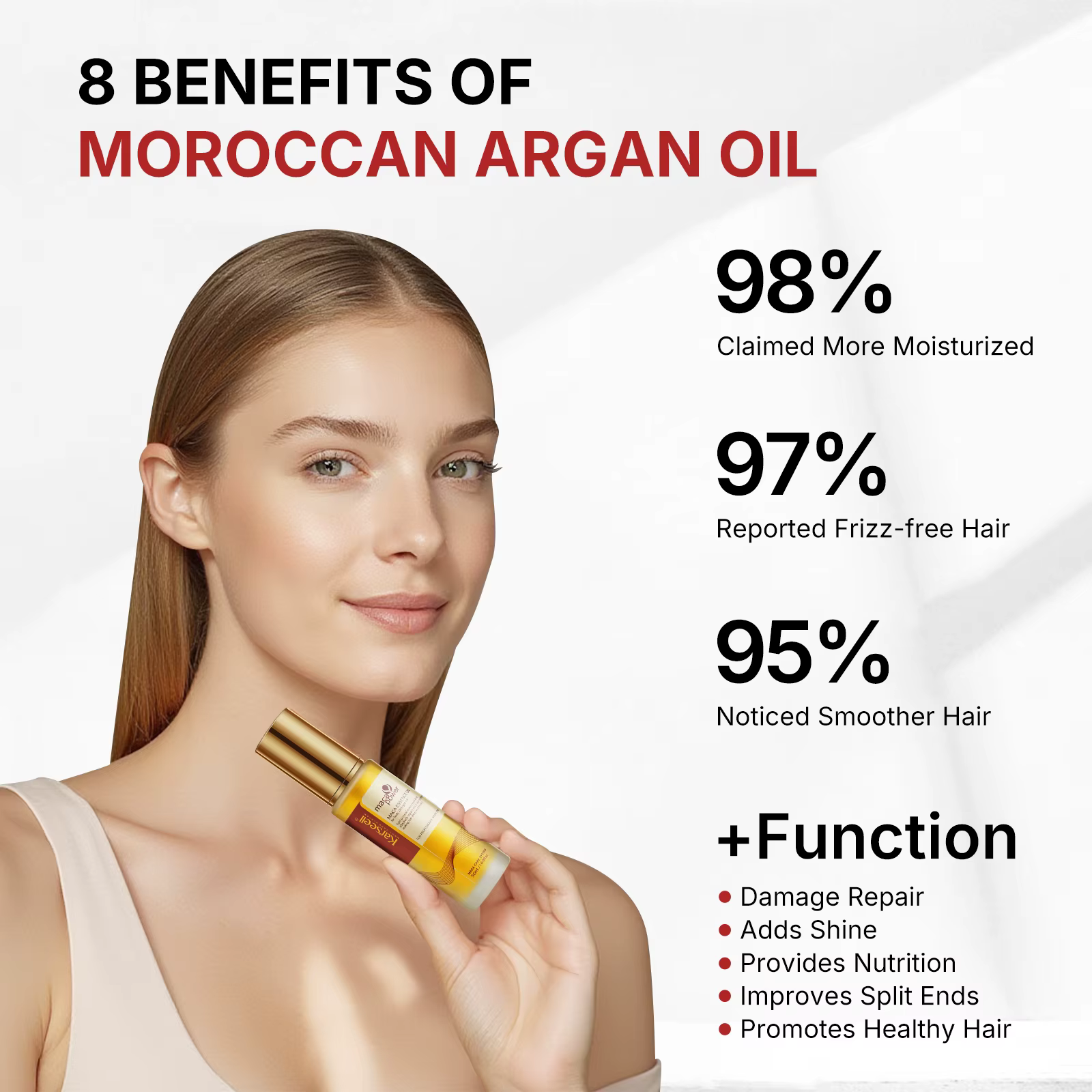 Karseell – huile capillaire pour la guérison des cheveux, pressée à froid, sans poids, huile d'argan marocaine, sérum capillaire pour nourrir et réparer les cheveux endommagés