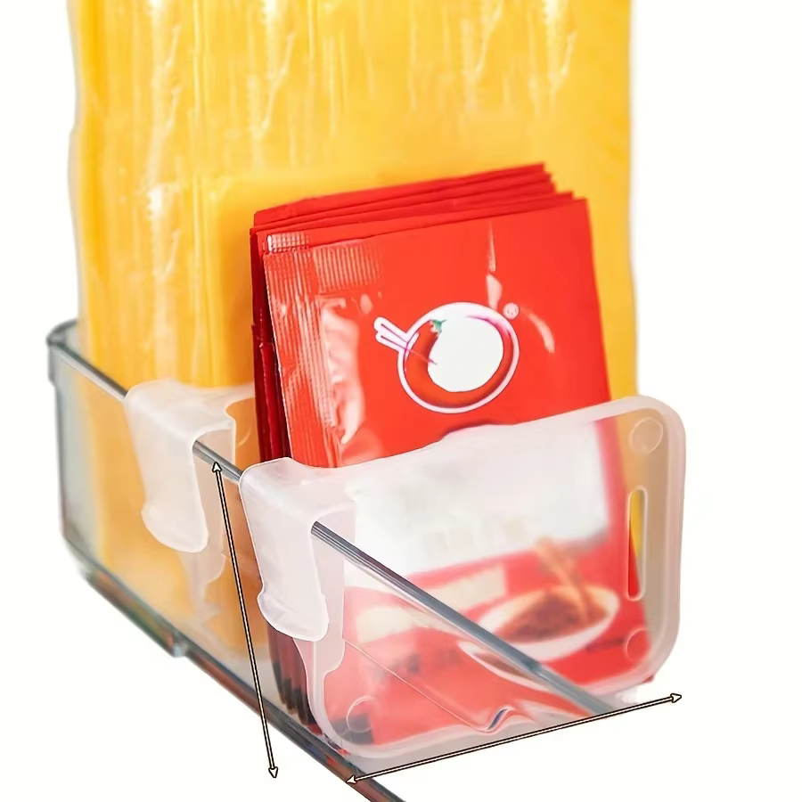 Organisateur de réfrigérateur transparent et robuste, 5 10 15 20 pièces, séparateurs réglables, rangement de réfrigérateur, armoires de cuisine, compartiments permettant de gagner de l'espace