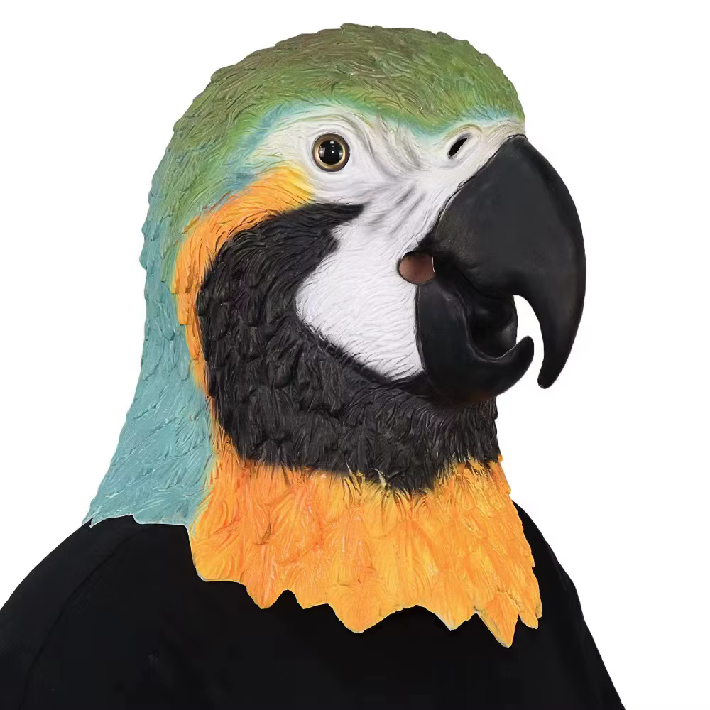 Masque drôle de tête d'oiseau de perroquet, masque de cosplay d'Halloween, masque en latex, style long, costume de fête, masque Kiev illage de Rhadulte