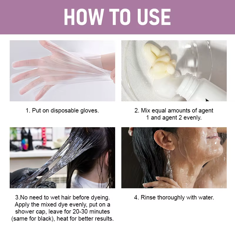 Shampoo colorant pour cheveux 3-en-1 longue durée