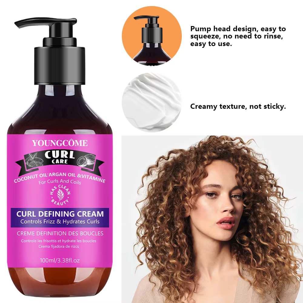 YOUNGCOME CURLCARE Crème définissante pour boucles à l'huile de coco et d'argan