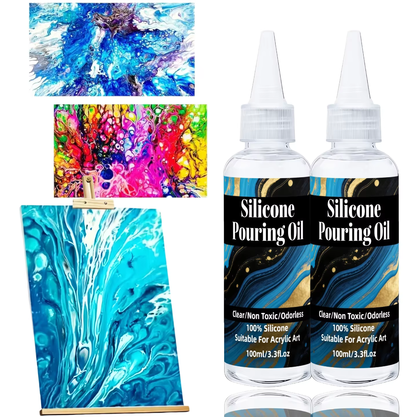Huile de Coulée en Silicone - Medium Transparent pour Création de Cellules - Approuvé par les Artisans de Fluid Art pour un Effet de Lacerage Fiable et des Cellules Durables
