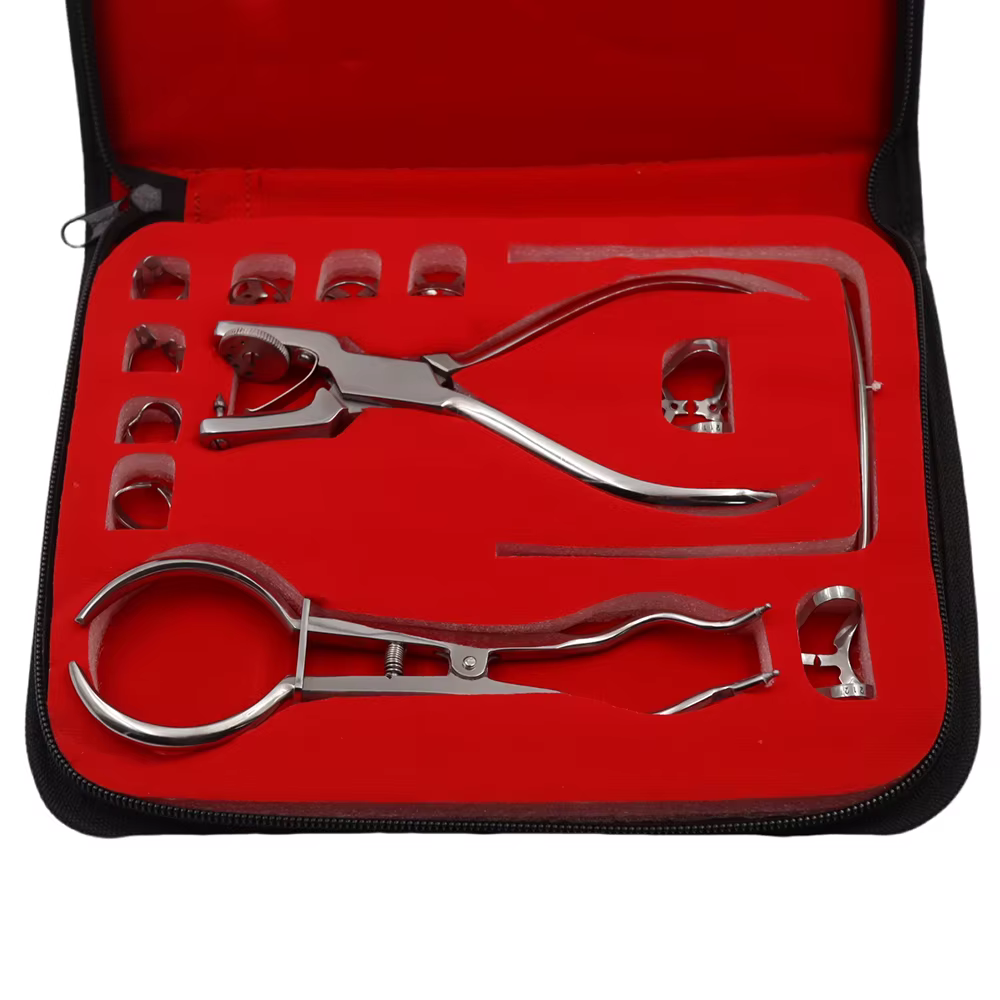 Procedures dentaires ensemble complet de 12 pièces avec perforateur de barrage en caoutchouc pince perforatrice soins orthodontiques précis