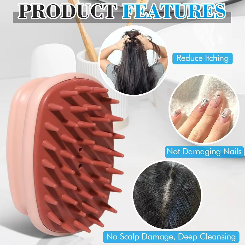 Brosse de massage du cuir chevelu pour le shampoing - Poils en silicone doux pour la croissance des cheveux