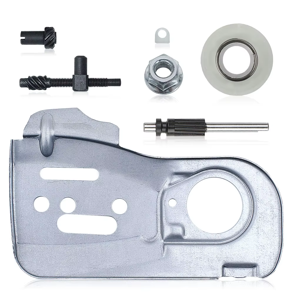 Plaque de barre de guidage de chaîne pour Husqvarna 445 450 445E 450E, pompe à huile, ajusteur d'engrenage à vis sans fin, Kit d'écrou de tendeur, tronçonneuse 544094001