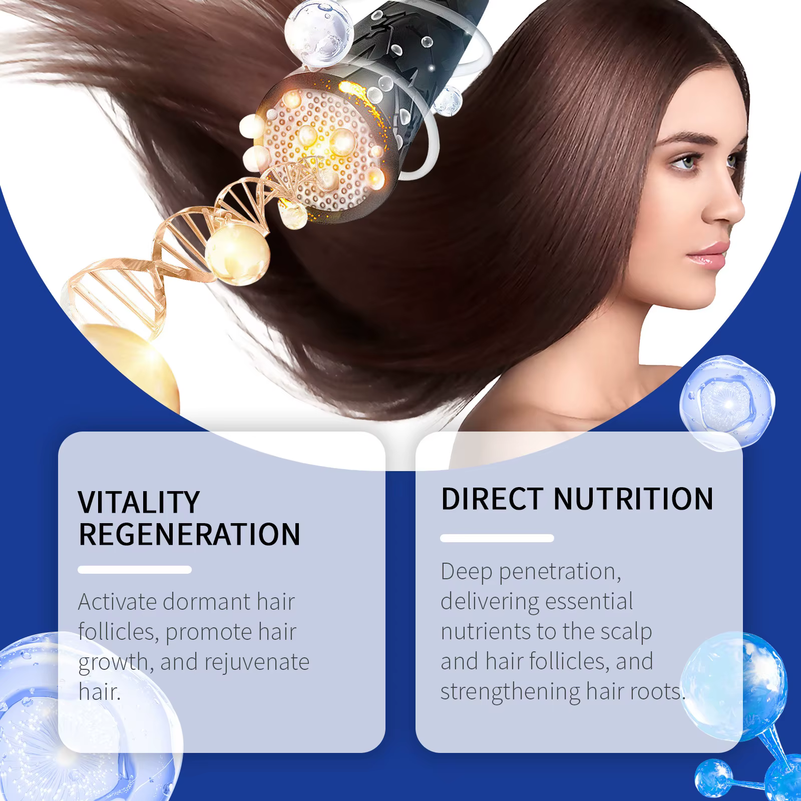 Sérum de croissance des cheveux, Peptides de cuivre, traitement du cuir chevelu, réparation, endommagé, crépus, nourrit, brillance douce, lissage, shampoing fortifiant