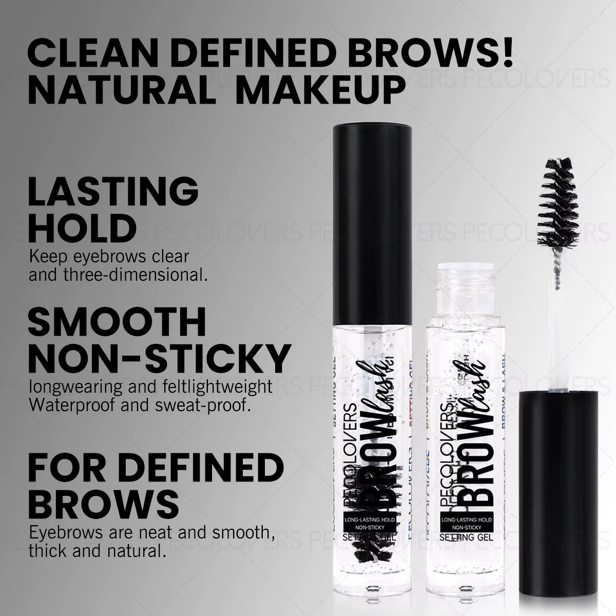 1 gel à sourcils avec brosse - Formule douce, léger et non collant, fixation forte, résistant à l'eau, adapté à tous les types de peau