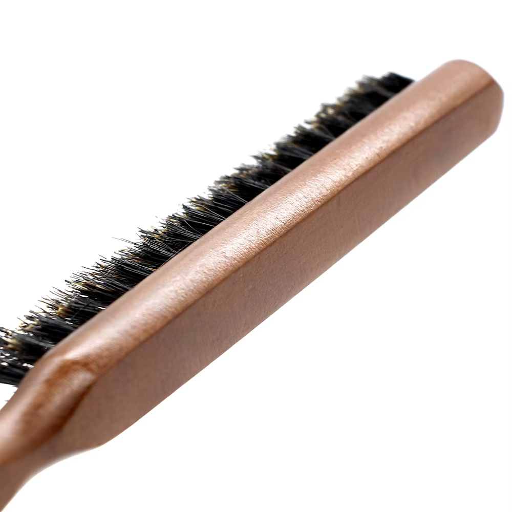 Peigne moelleux en poils de sanglier naturels, manche en bois, brosse à cheveux antistatique, peigne de barbier, Massage du cuir chevelu, outil de coiffure