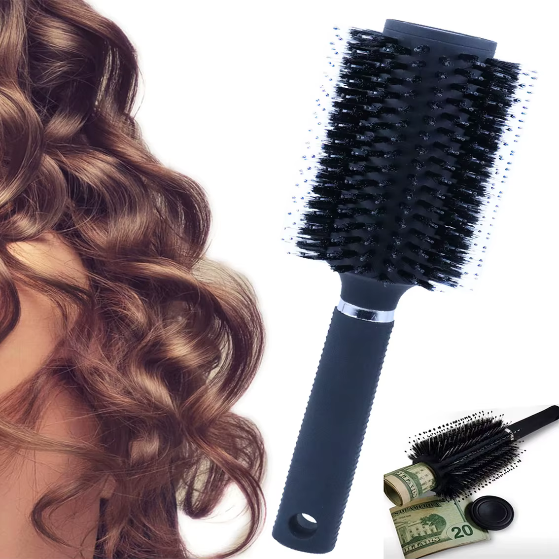 Peigne à cheveux caché démêlant argent brosse