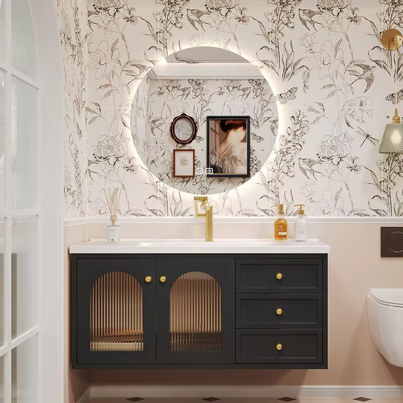 Meubles de rangement pour salle de bain, meubles d'intérieur modulaires, meuble-lavabo double vasque imperméable, armoire de salle de bain personnalisable
