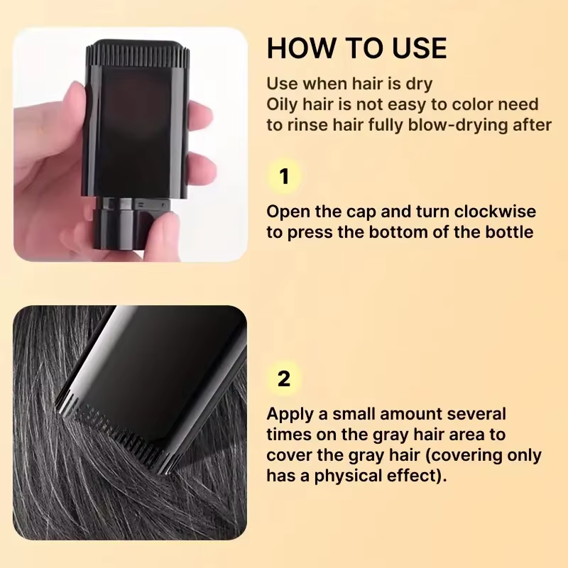 Bâton de teinture capillaire imperméable – couvre rapidement le gris