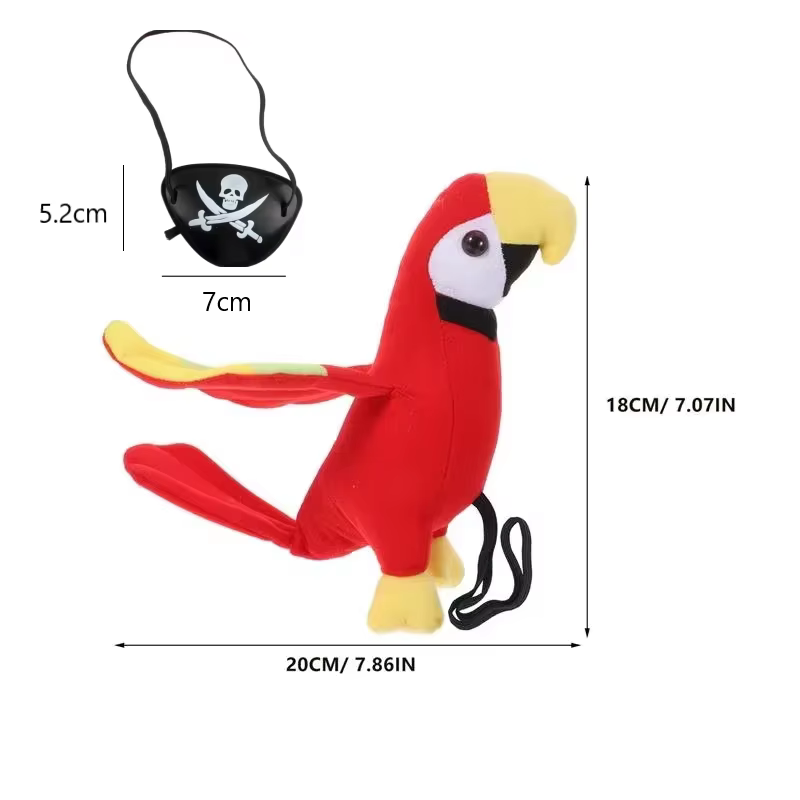 Masque de pirate pour oiseau, ensemble de costume de jeu de rôle, jouet en peluche d'épaule en forme de perroquet, ensemble de costume de pirate, décoration de fête d'Halloween, perroquet