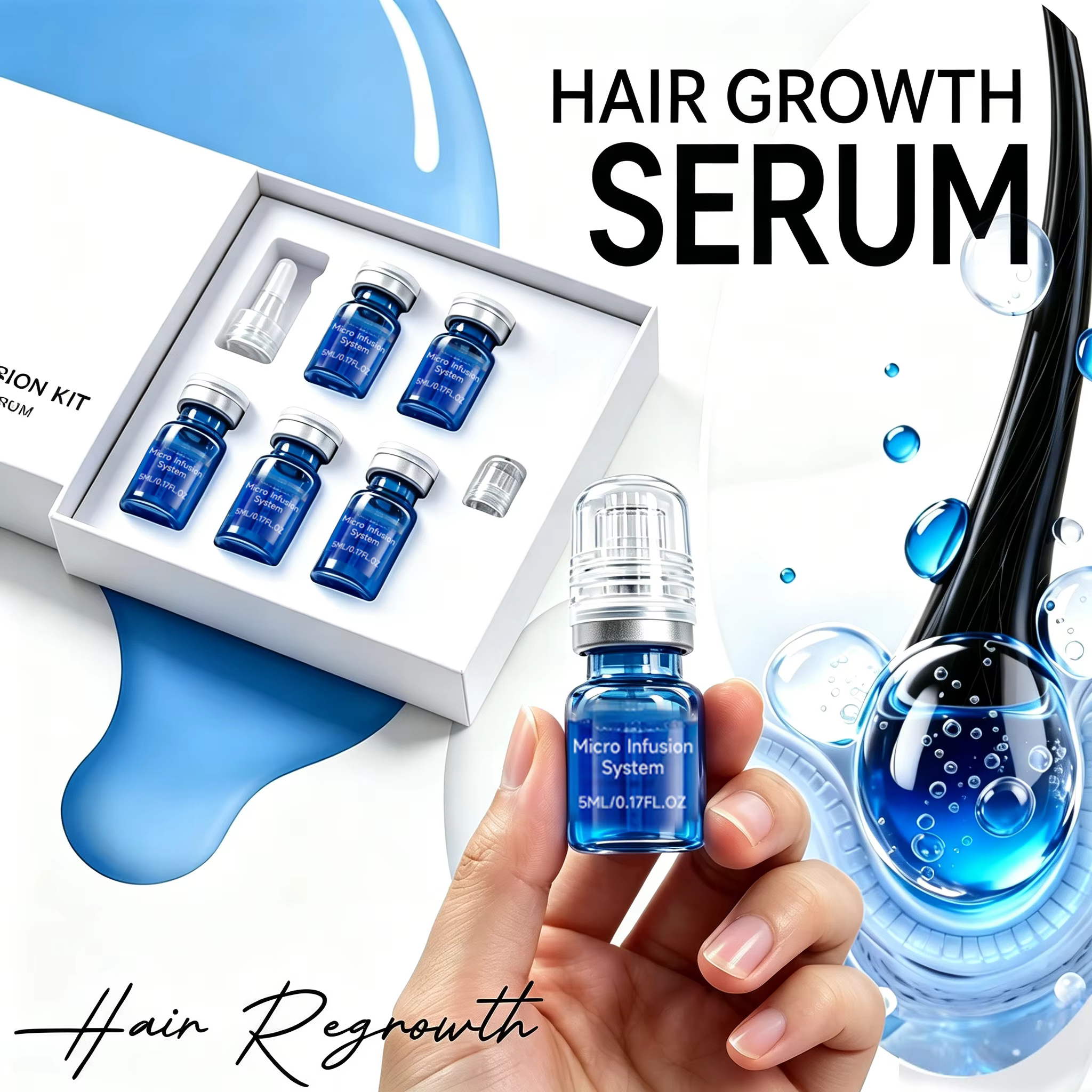 Kit de repousse des cheveux par micro-aiguilles
