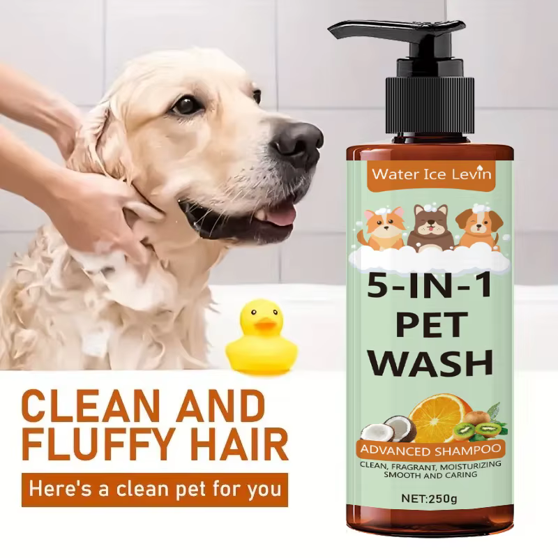 Shampoing et revitalisant et gel douche 5 en 1 naturel Coconut Pet 3 en 1, nettoyage doux, peau apaisante, créant la brillance des cheveux, sûr et sain, adapté aux chats et aux chiens