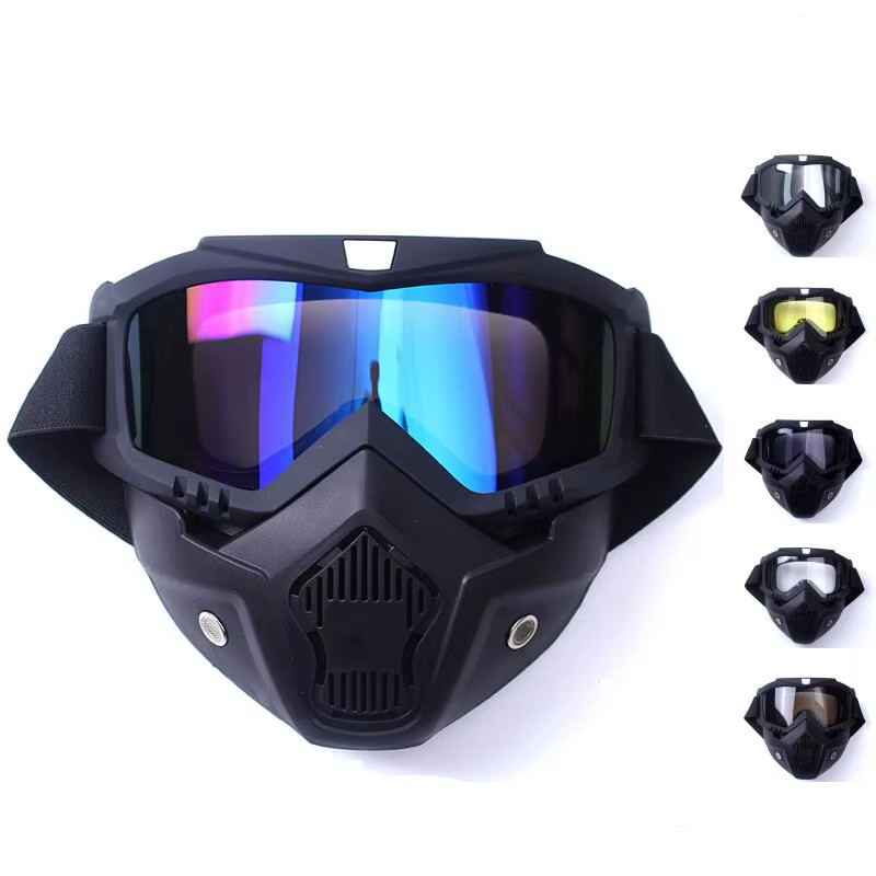 Zlangsports Masque de lunettes Anti-UV détachable masque de Ski moto HD lunettes de Motocross masques d'équitation rétro