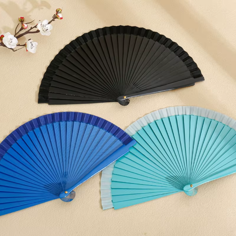 Éventail pliant à Vintage espagnol, en bois couleur unie, pour les fêtes
