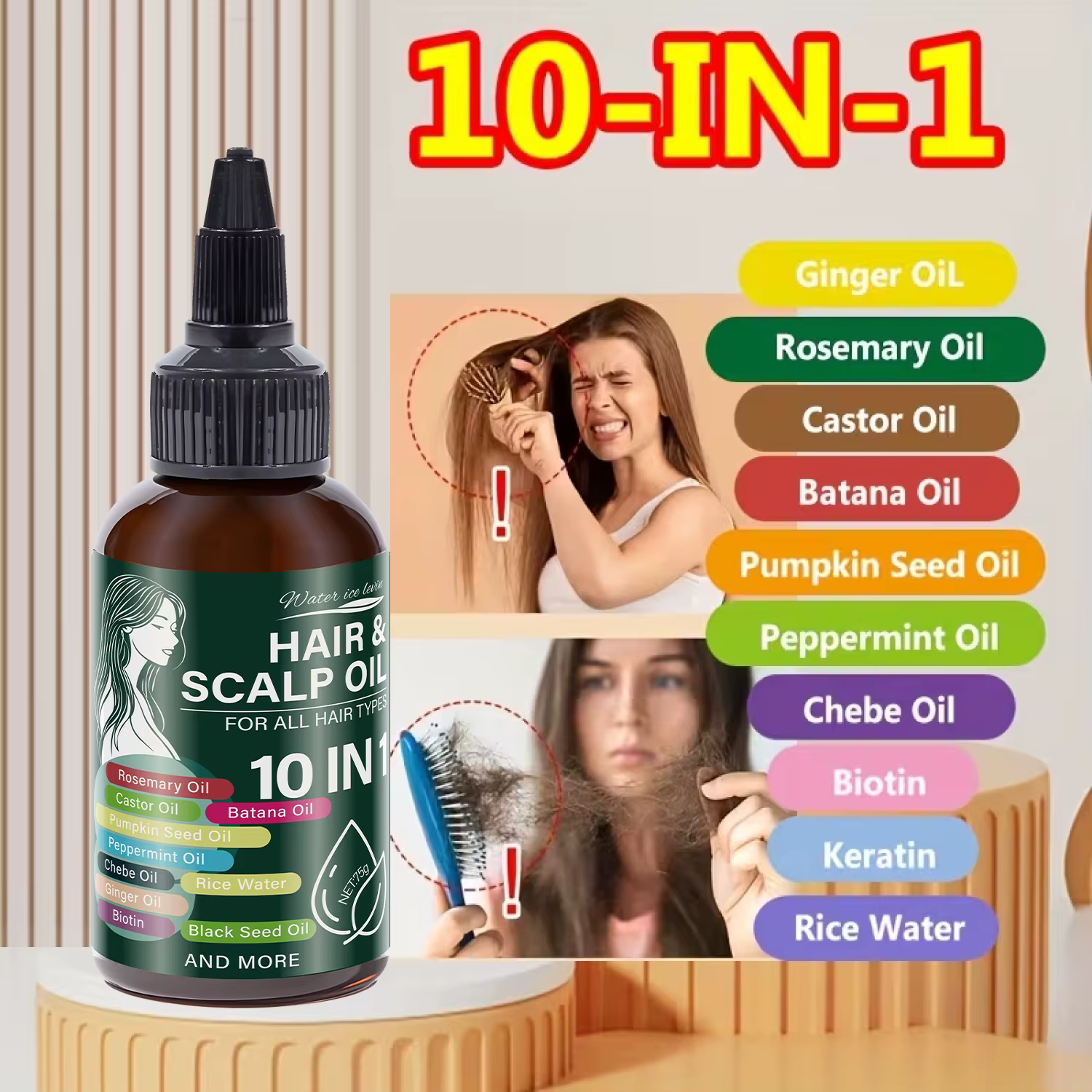 Huile Capillaire 10 en 1 à l‘Huile de Ricin et Romarin