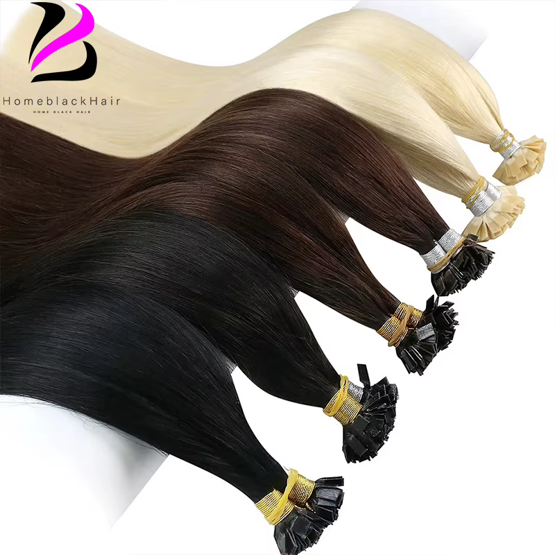 Extensions de cheveux droites à pointe plate Remy 100%