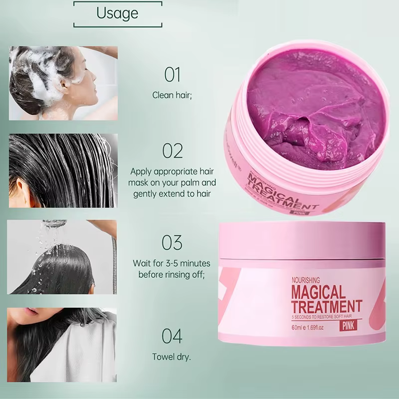 Masque capillaire magique 5 secondes, réparation des cheveux endommagés, crépus, doux, lisse, brillant, hydratant en profondeur, soin, huile essentielle, 60ml