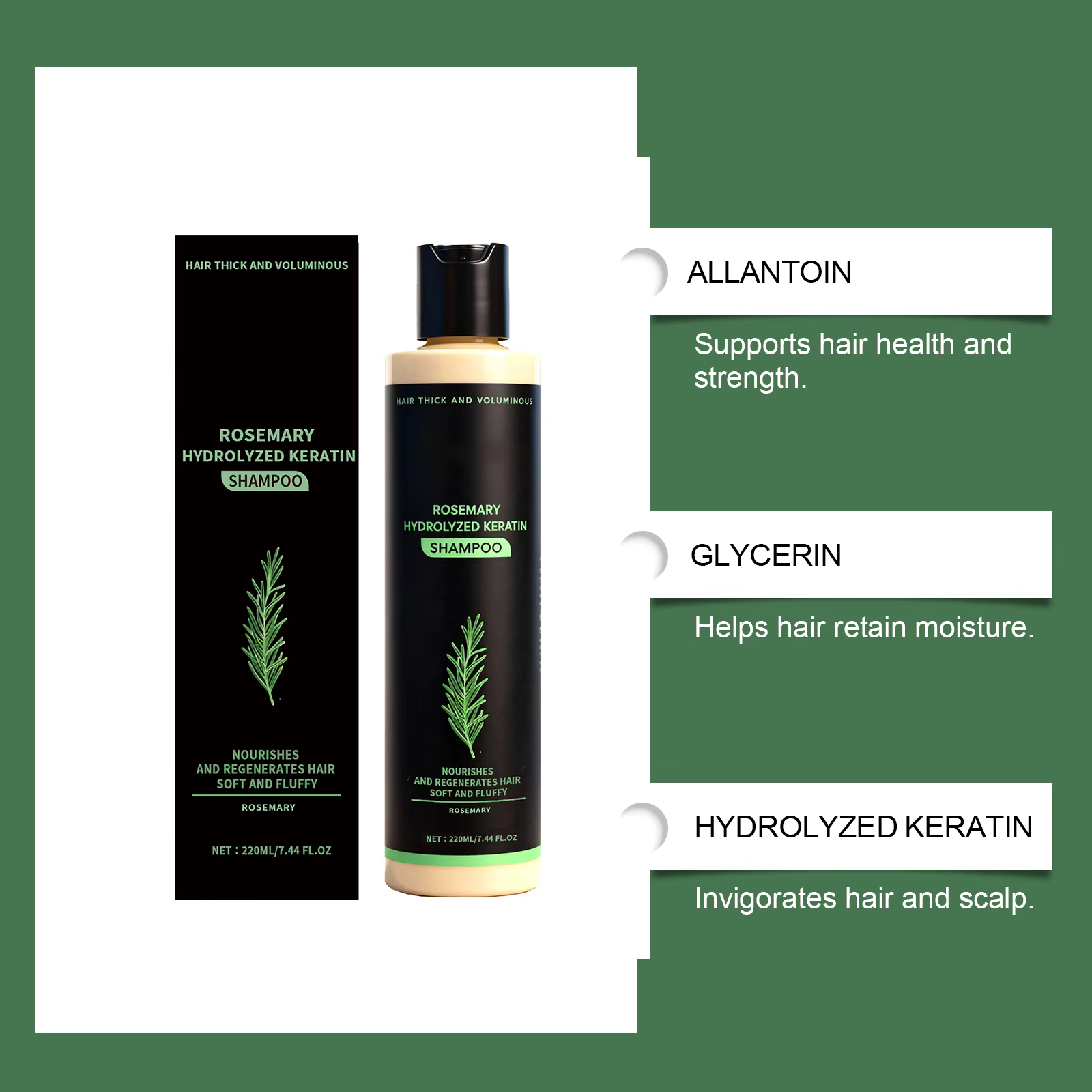 Shampoing volumisant à la kératine de romarin