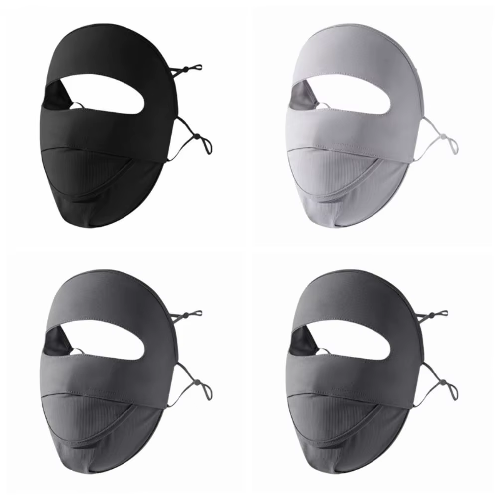 Masque facial solaire intégral respirant, anti-UV, réglable et absorbant l'humidité, pour une protection optimale de la peau.