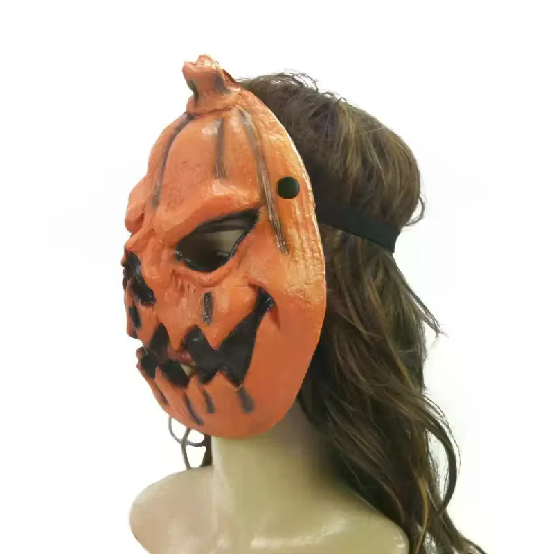 Masque de citrouille effrayant pour Halloween, design réaliste et sinistre, ajustement confortable pour les costumes et les événements dans les maisons hantées