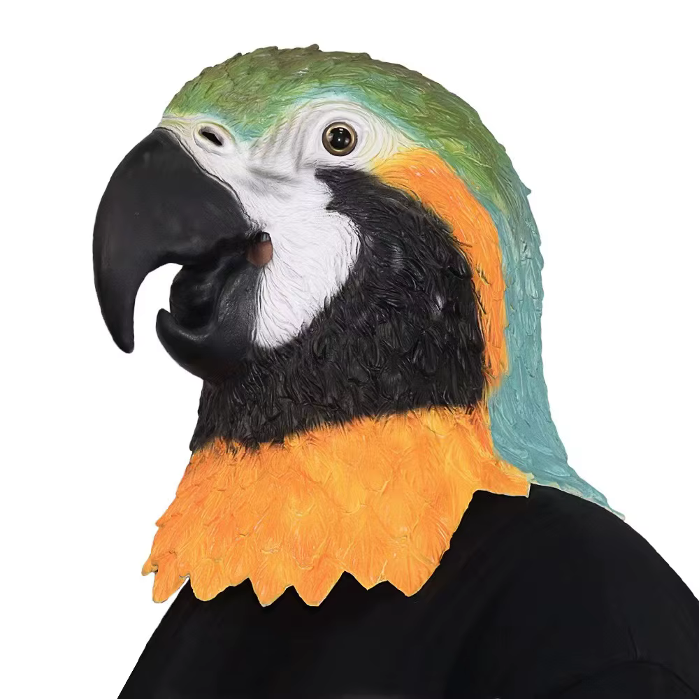 Masque drôle de tête d'oiseau de perroquet, masque de cosplay d'Halloween, masque en latex, style long, costume de fête, masque Kiev illage de Rhadulte