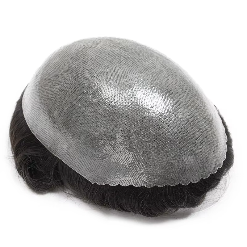 Prothèse capillaire pour hommes à cheveux bouclés