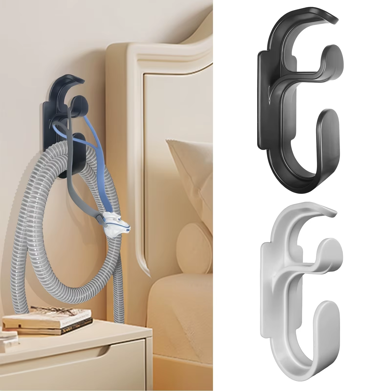 Support de tuyau CPAP avec fonction anti-déconnexion, crochet de masque CPAP et support de tube, organisateur de tuyau CPAP pour éviter les enchevêtrements du tuyau pour mieux dormir