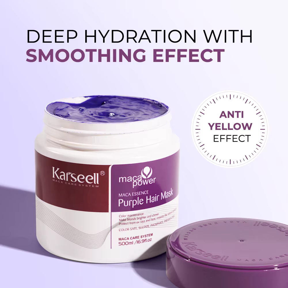 Karseell masque capillaire violet 100 ml/500 ml professionnel neutralise les tons jaunes en laiton pour cheveux blonds gris argenté mis en évidence