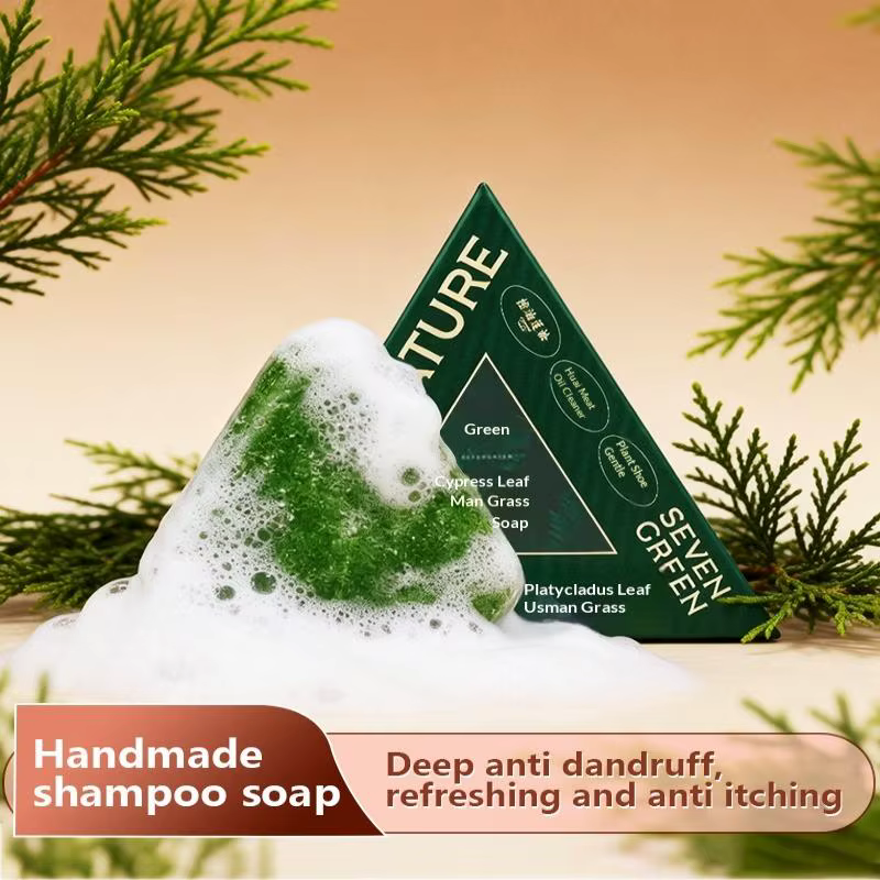 Shampoo solide anti-pelliculaire à base de feuilles d'arborvitae, nettoie en douceur et fortifie les cheveux fragiles pour hommes et femmes