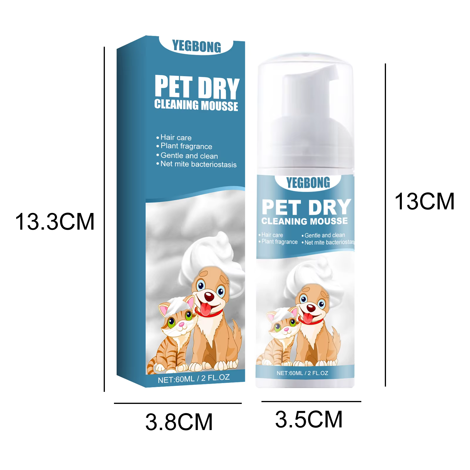 YEGBONG Shampoing sec pour animaux de compagnie odeur douce neutralisant les cheveux adoucissant sans rinçage vétérinaire recommandé pour les chiots chatons peau sensible