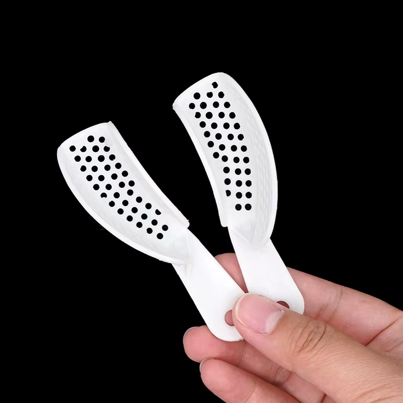 Plateau d'empreinte dentaire jetable, 1 paire, porte-dents en plastique, plateaux en plâtre, cuillère, hygiène buccale, outils de dentiste