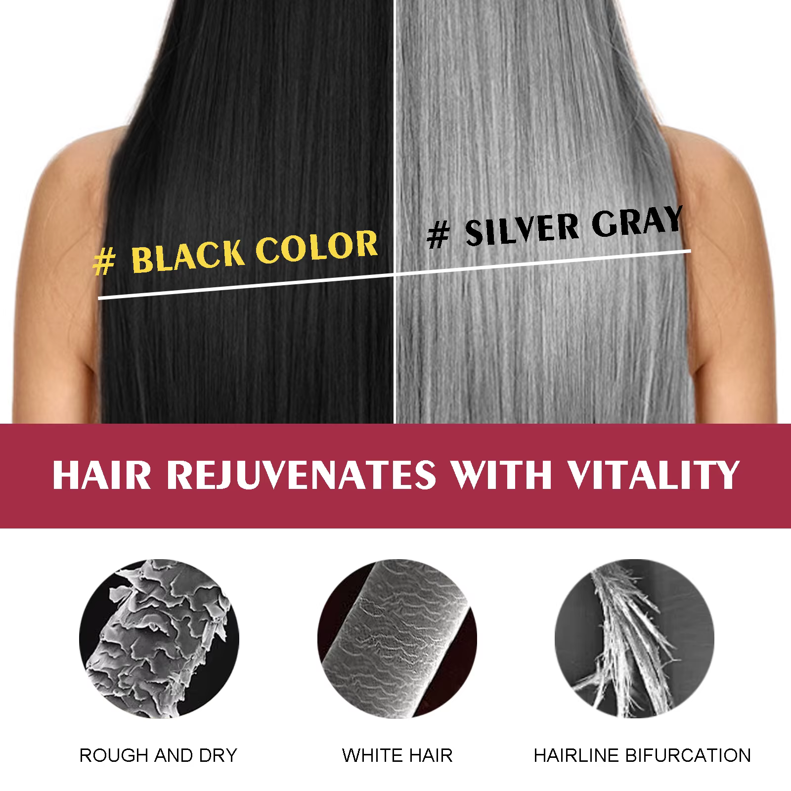 Shampoo colorant pour cheveux 3 en 1