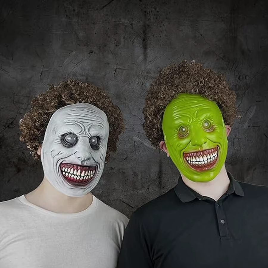 Masque effrayant Masque d'horreur d'Halloween Masque blanc effrayant le plus effrayant avec les yeux, accessoires de jeu de rôle maléfiques, accessoires de fête