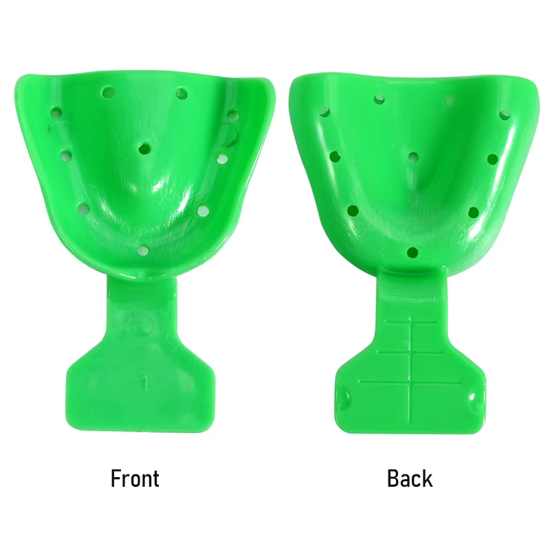 Ensemble de 17 plateaux dentaires en plastique, plateau d'empreinte buccale complet vert pour nettoyage dentaire, plateau jetable résistant aux hautes températures